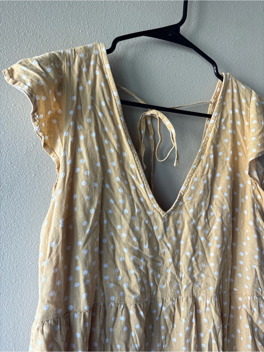 Abercrombie &‎ Fitch Linen Blend Swiss Dot Open Back Mini Dress Cream Boho - Picture 7 of 10